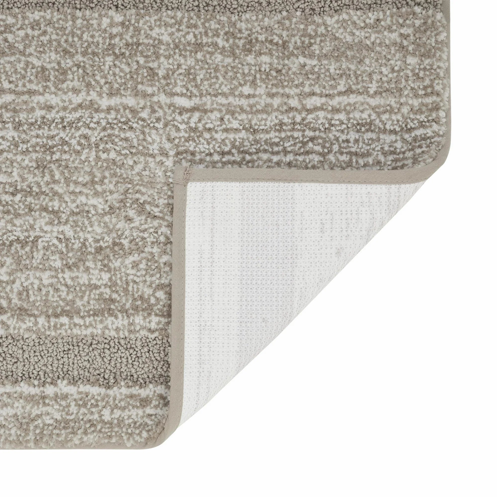 Heathered Hotel Border Navy/White Polyester Bath Rug Runner 20" x 60"
