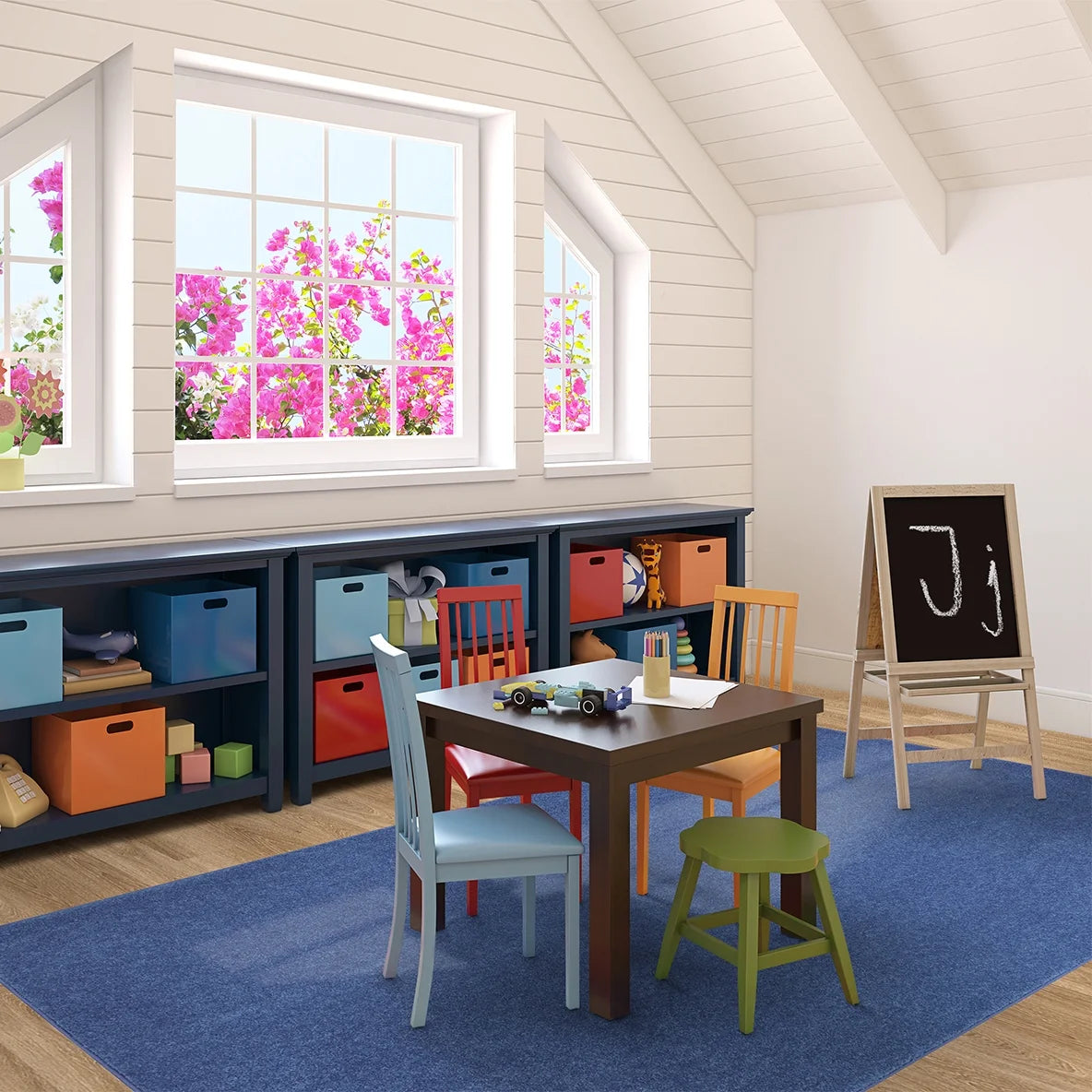 Just Kidding 12' x 6' Area Rug Cobalt Blue