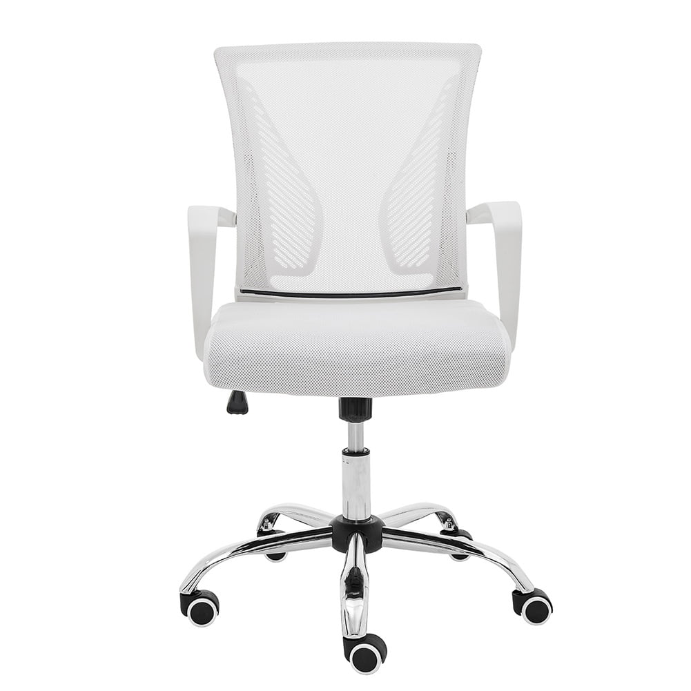 Zuna Mid-Back Office Task Chair - Ergonomic Back Supporting Mesh Back Desk Chair (White/White)