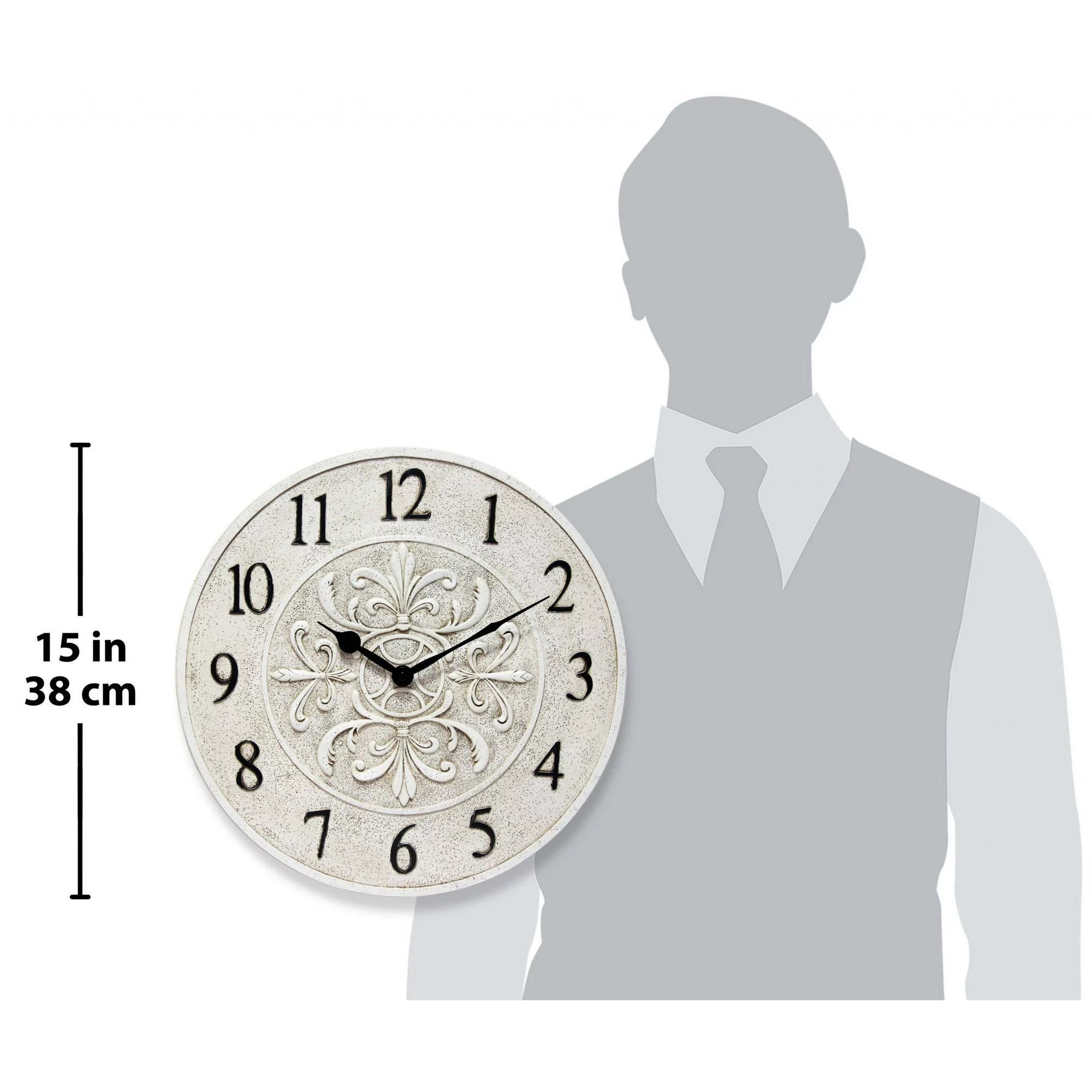 Blanc Fleur Weathered Off-White Outdoor 15-inch Analog Wall Clock