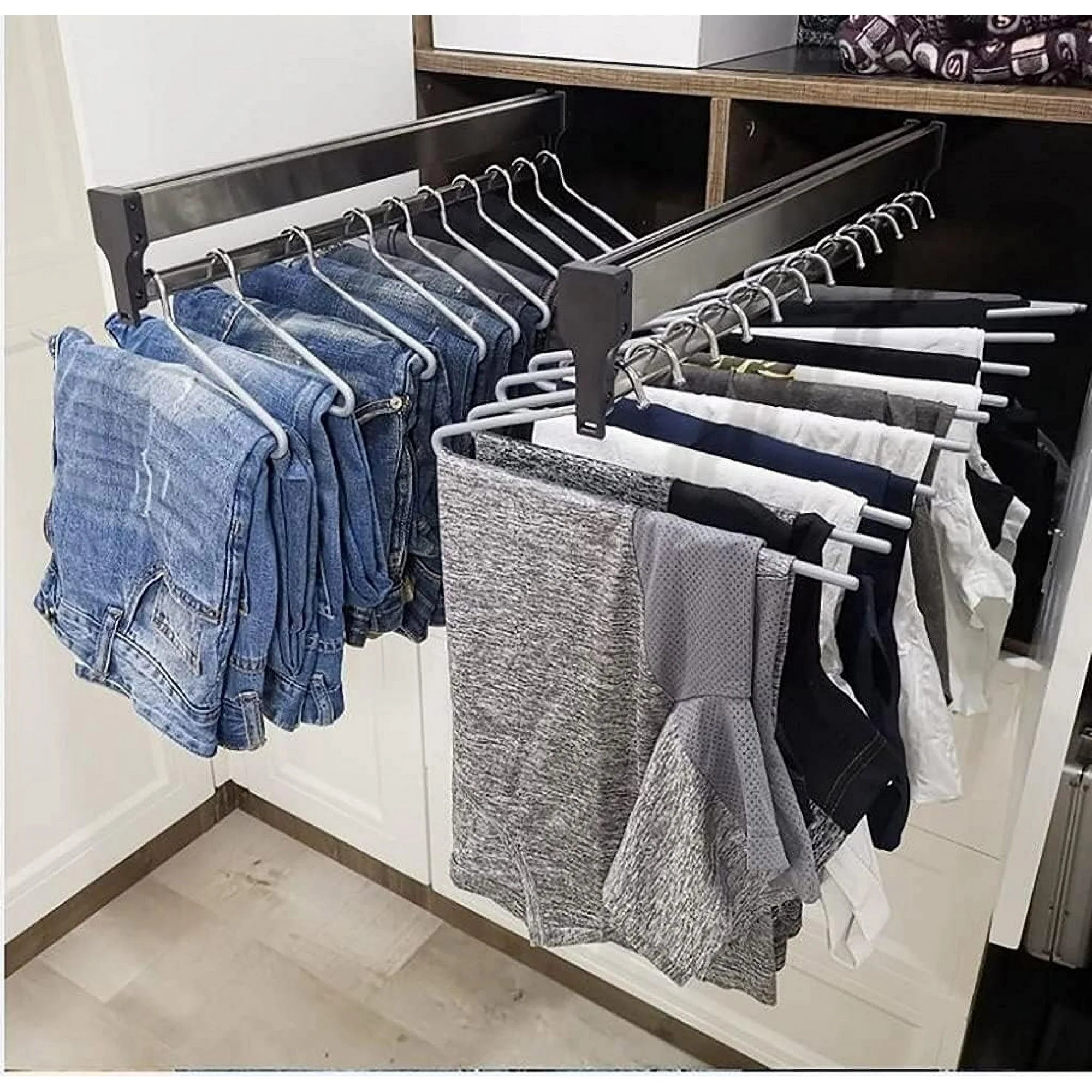 Closet Clothes Hanger Rail Pull-Out Closet Rod