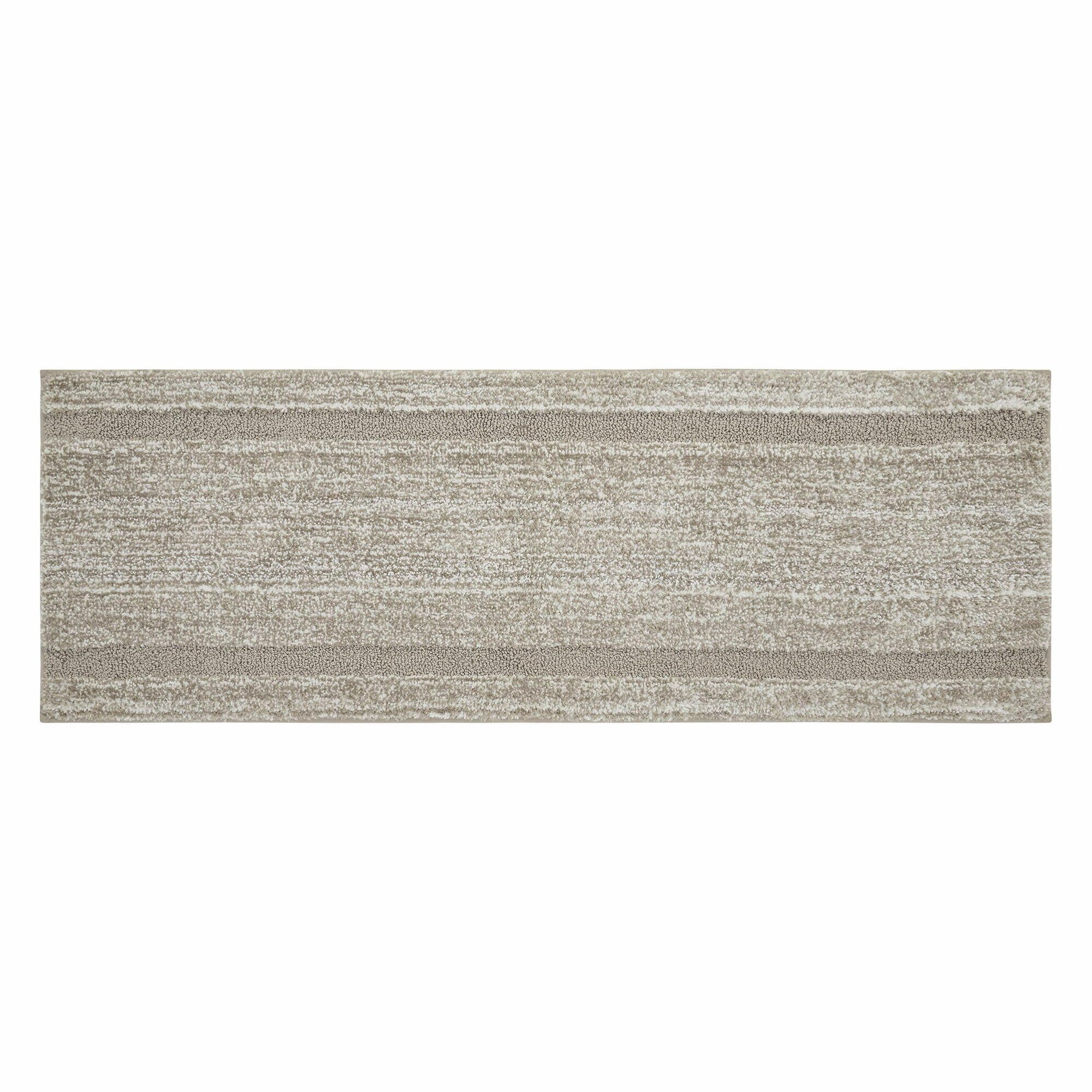 Heathered Hotel Border Navy/White Polyester Bath Rug Runner 20" x 60"