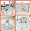 Baby Playpen Infant Large Safety Play Center Yard with 50 Ocean Balls Grey