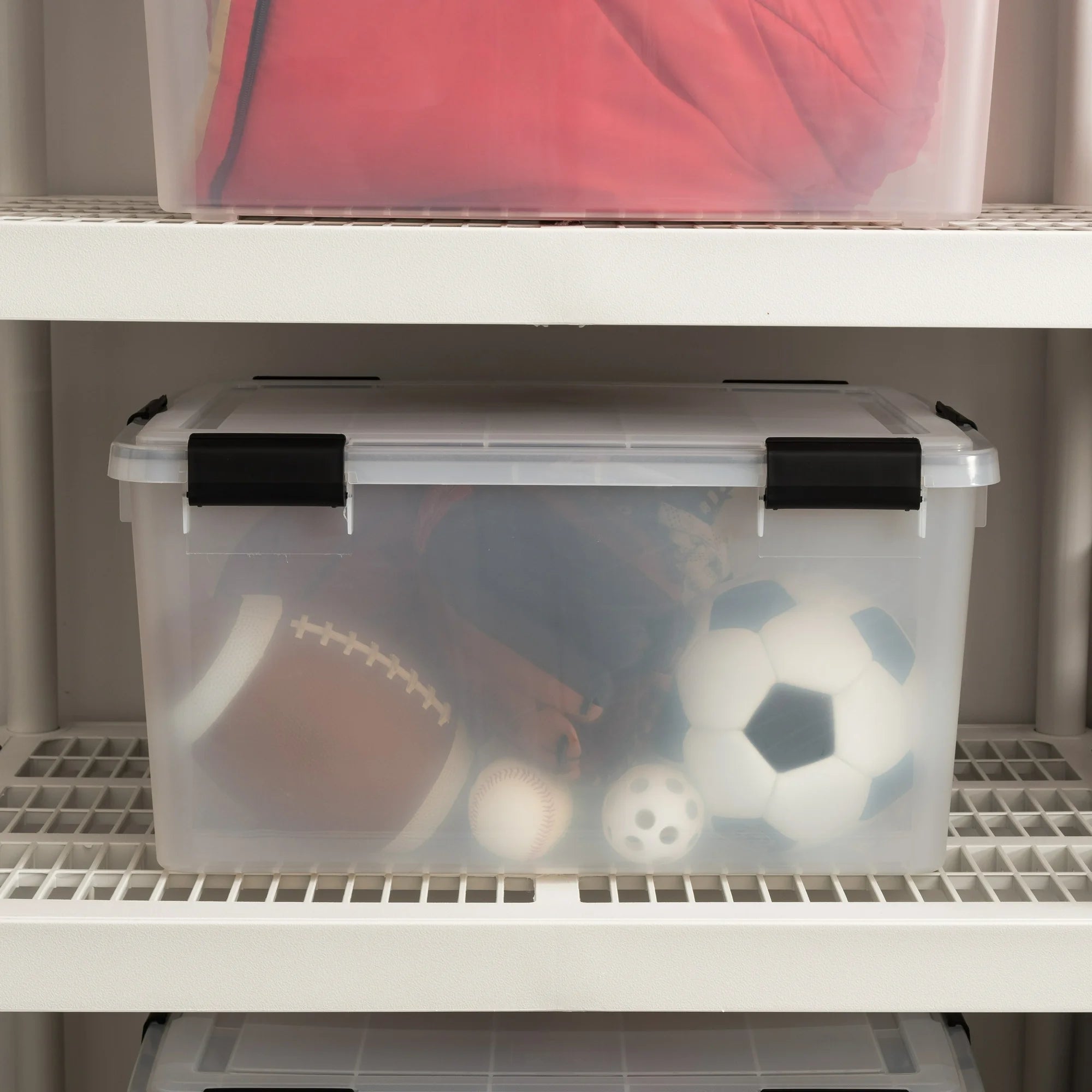 4 Pack - WEATHERPRO Airtight Plastic Storage Bin with Lid and Seal and Secure Latching Buckles
