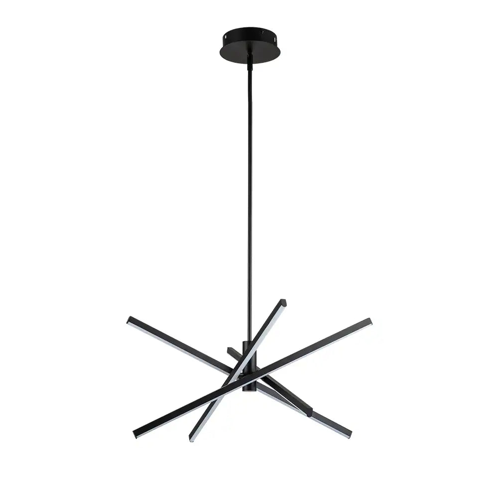 4-Light Modern Aluminum Dimmable LED Linear Sputnik Chandelier for Dining Room - Black