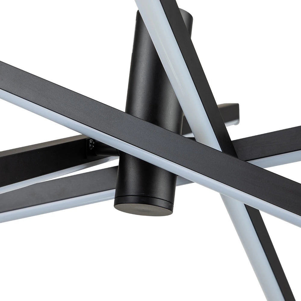 4-Light Modern Aluminum Dimmable LED Linear Sputnik Chandelier for Dining Room - Black