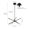4-Light Modern Aluminum Dimmable LED Linear Sputnik Chandelier for Dining Room - Black