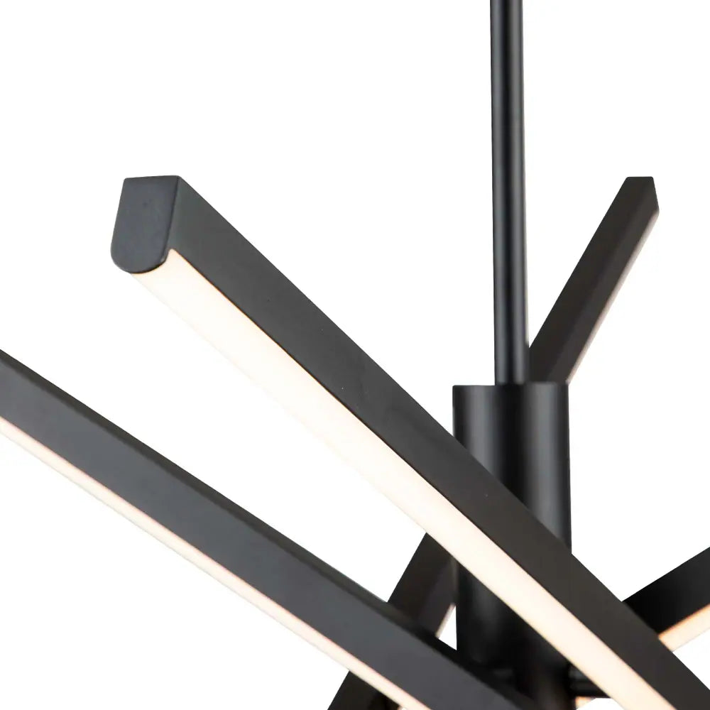 4-Light Modern Aluminum Dimmable LED Linear Sputnik Chandelier for Dining Room - Black