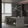 4-Light Modern Aluminum Dimmable LED Linear Sputnik Chandelier for Dining Room - Black