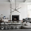 4-Light Modern Aluminum Dimmable LED Linear Sputnik Chandelier for Dining Room - Black