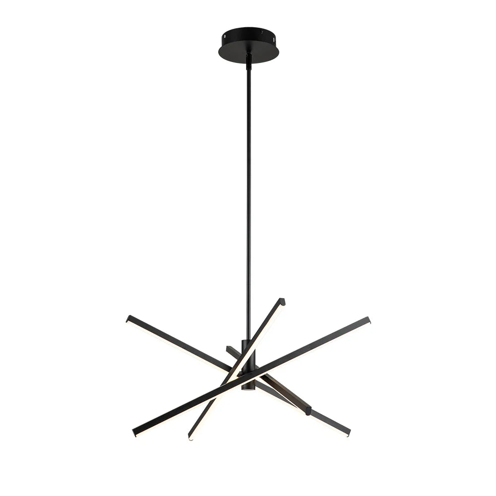 4-Light Modern Aluminum Dimmable LED Linear Sputnik Chandelier for Dining Room - Black