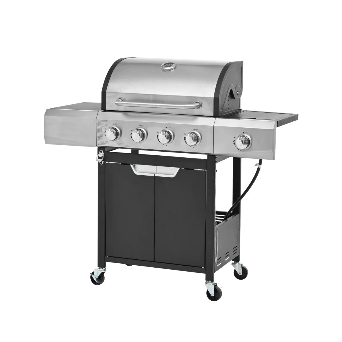 4-Burner Propane Gas Grill with 1 Side Burner and Cover