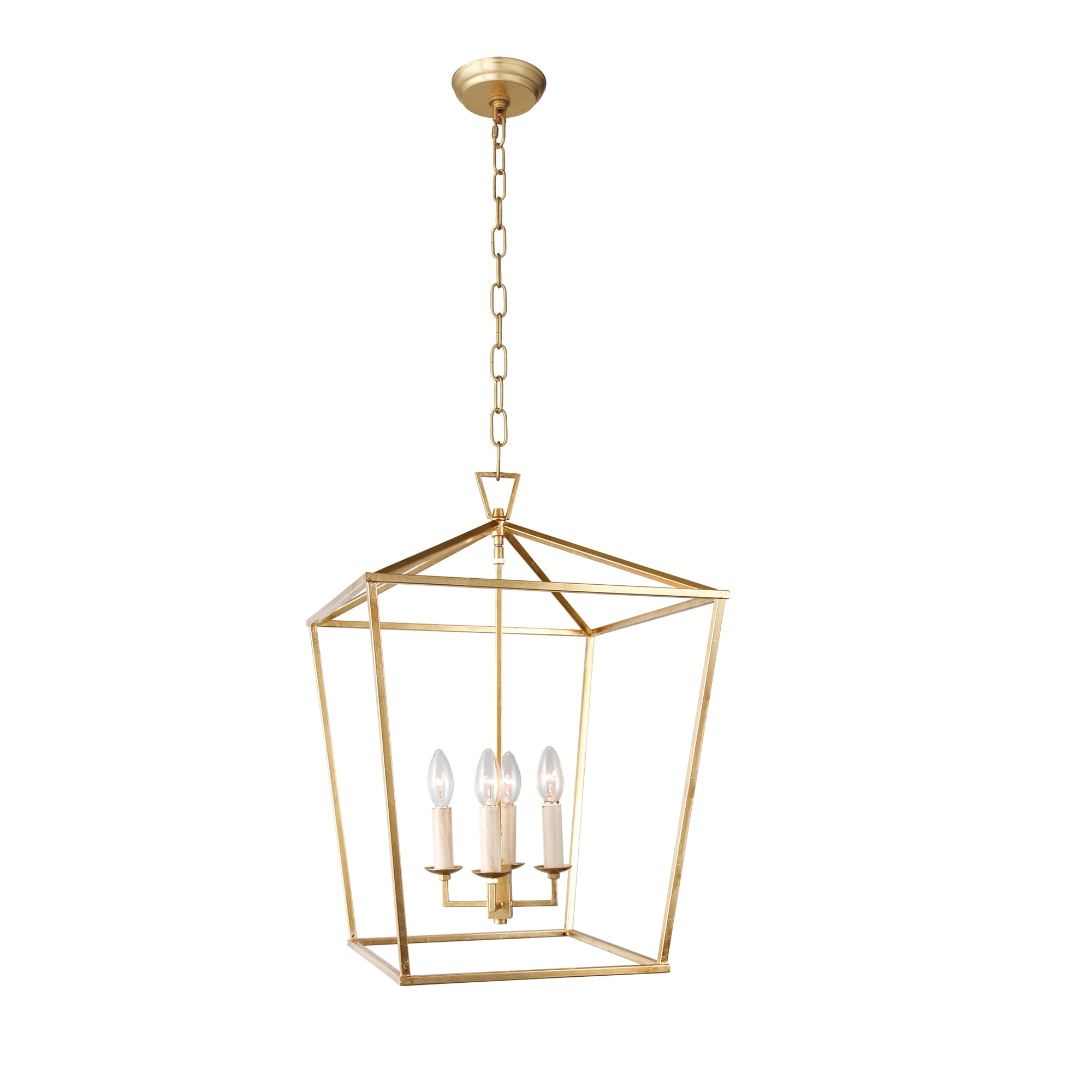4 Light Caged Chandelier in Gold Finish