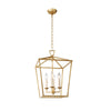 4 Light Caged Chandelier in Gold Finish