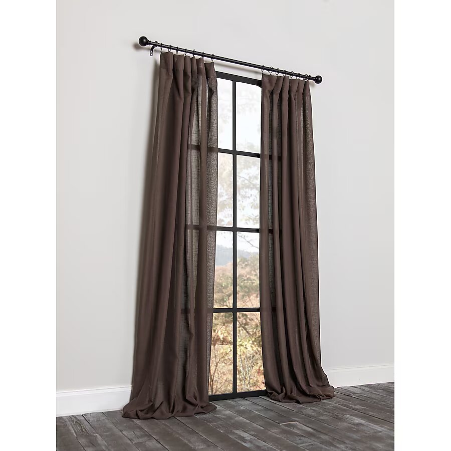 LUXE Coffee Sheer Rod pocket Single curtain panel