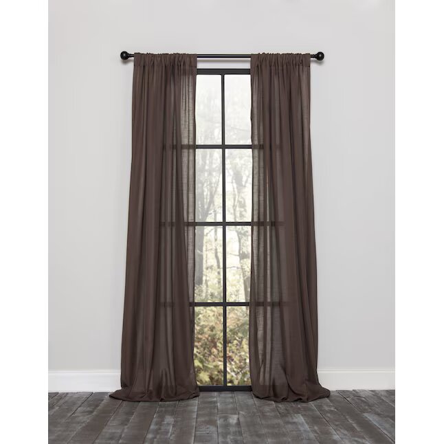 LUXE Coffee Sheer Rod pocket Single curtain panel