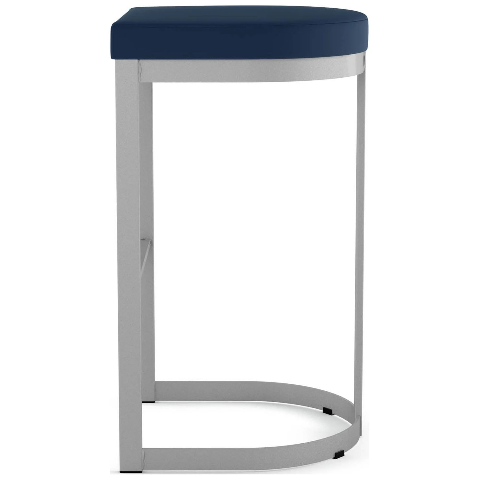 Lester Counter Stool - Blue Polyurethane / Shiny Grey Metal