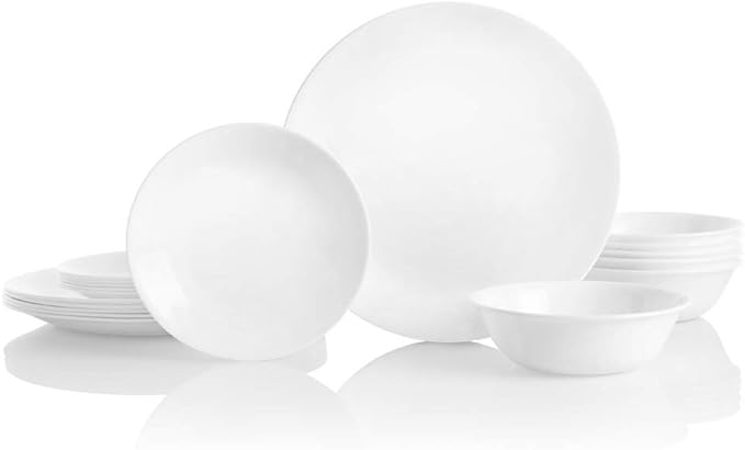 Livingware 18-Piece Dinnerware Set, Winter Frost White, Service for 6