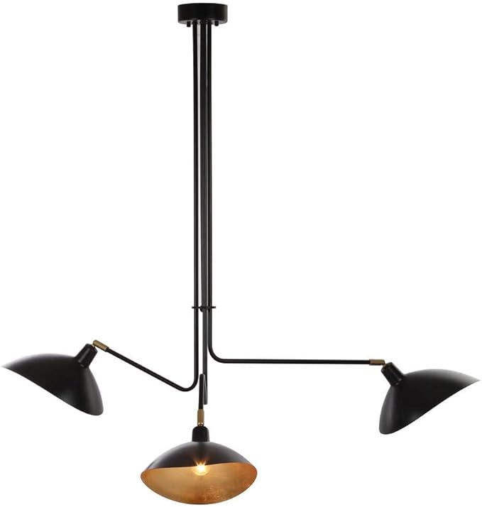 Mid-Century Modern Retro Scandinavian Black Metal/ Gold Leaf 3-light Adjustable Hanging Pendant Light