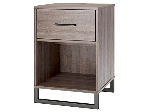 Mixed Material Nightstand Gray