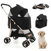 3-in-1 Pet Stroller, Portable Folding Dog Cat Stroller with Removable Car Seat Carrier, Adjustable Canopy, Zippered Mesh Entry and Storage Basket, Dog Stroller for Small or Sized Dogs