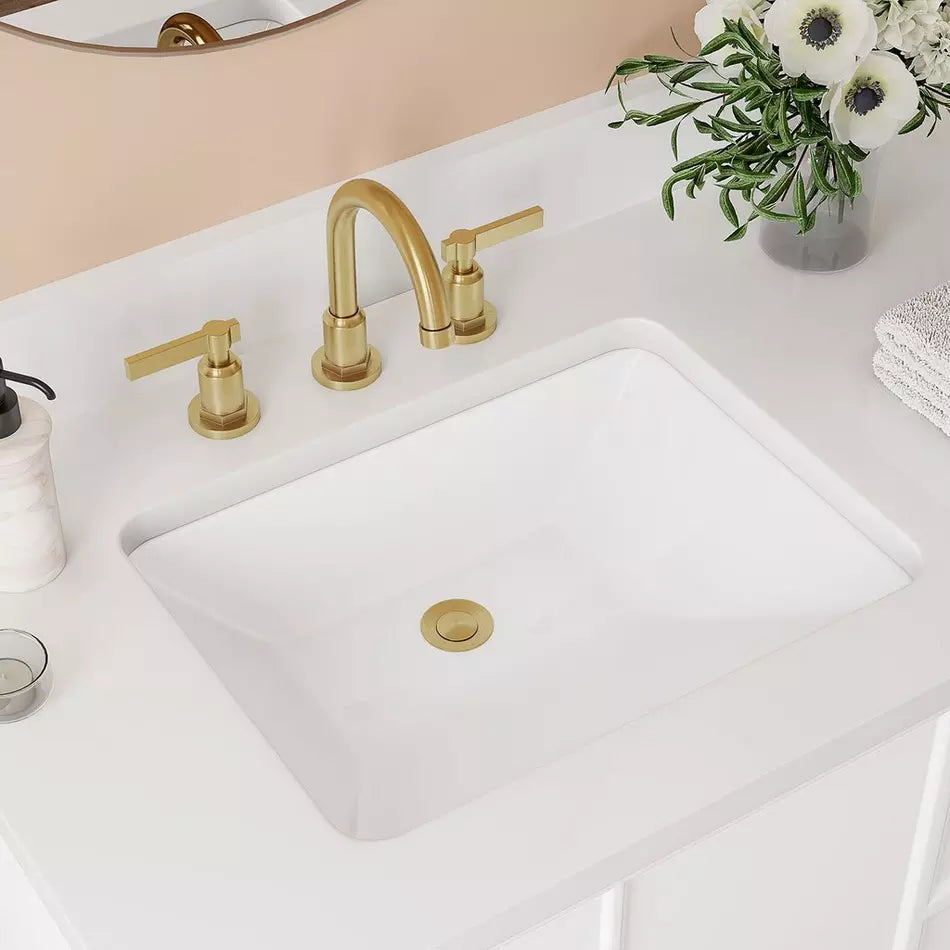 Avalon Rectangular Porcelain Undermount Bathroom Sink - White