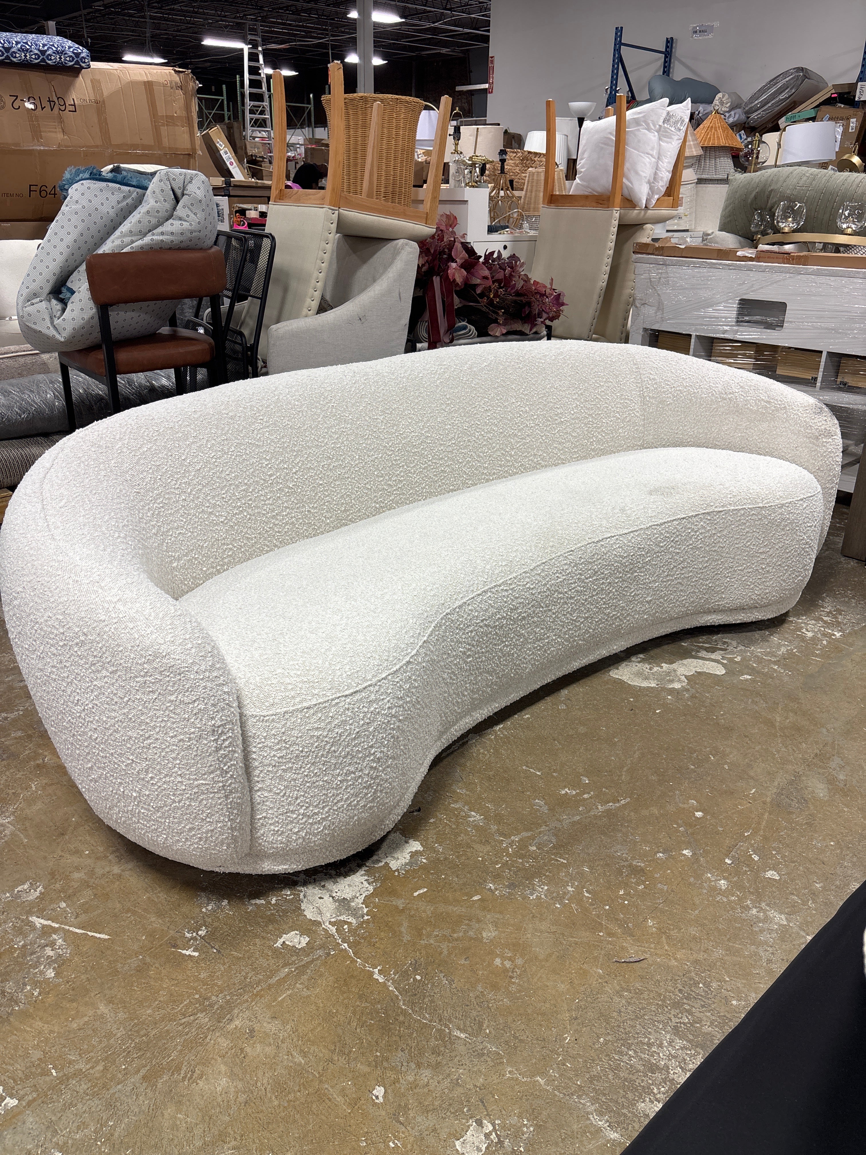 Foyzul 90" Rolled Arm Chesterfield Sofa - Cream Boucle SHOWROOM ITEM