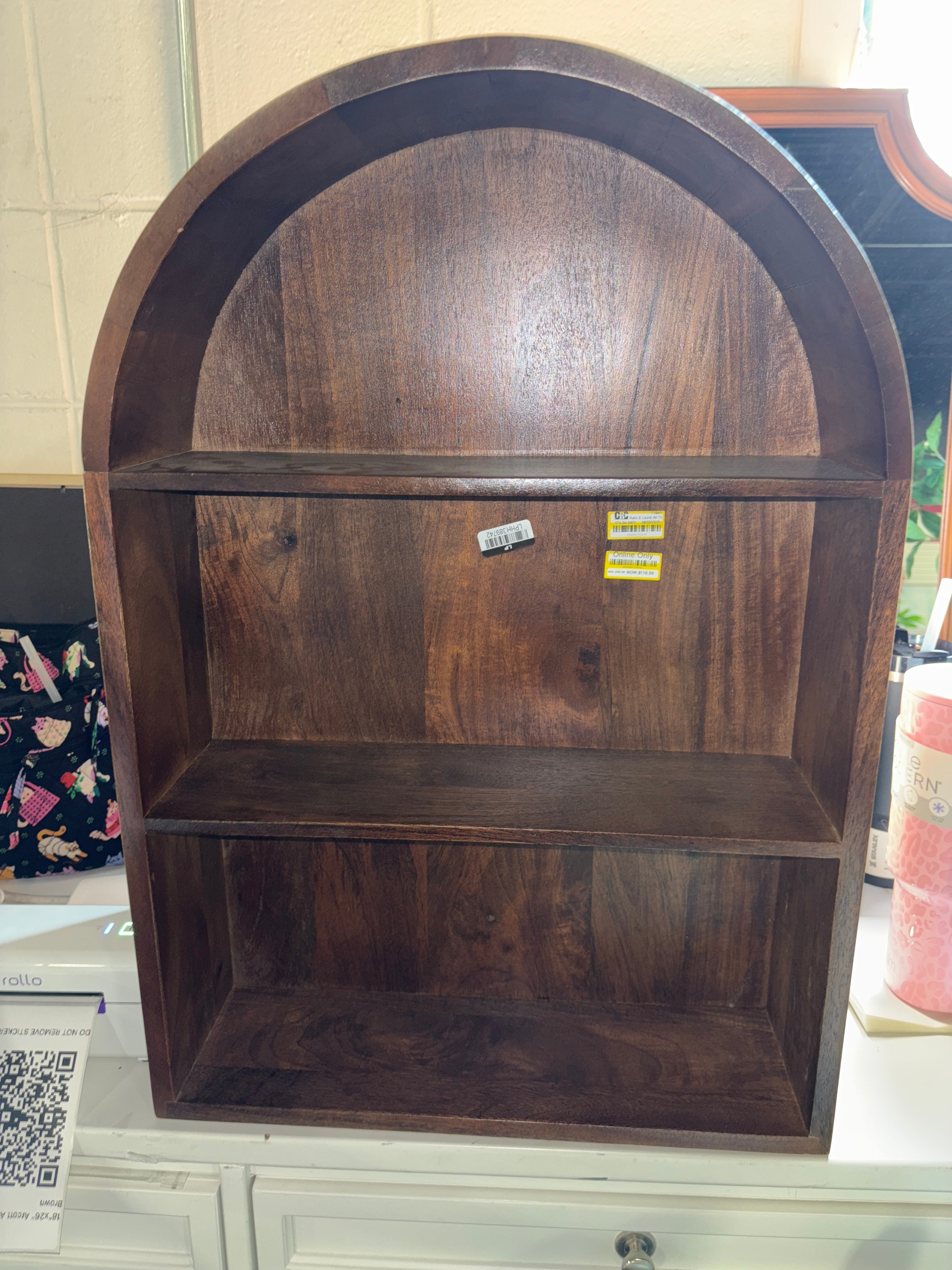 18"x26" Arcott Arch Wall Shelf - Walnut Brown Showroom Item