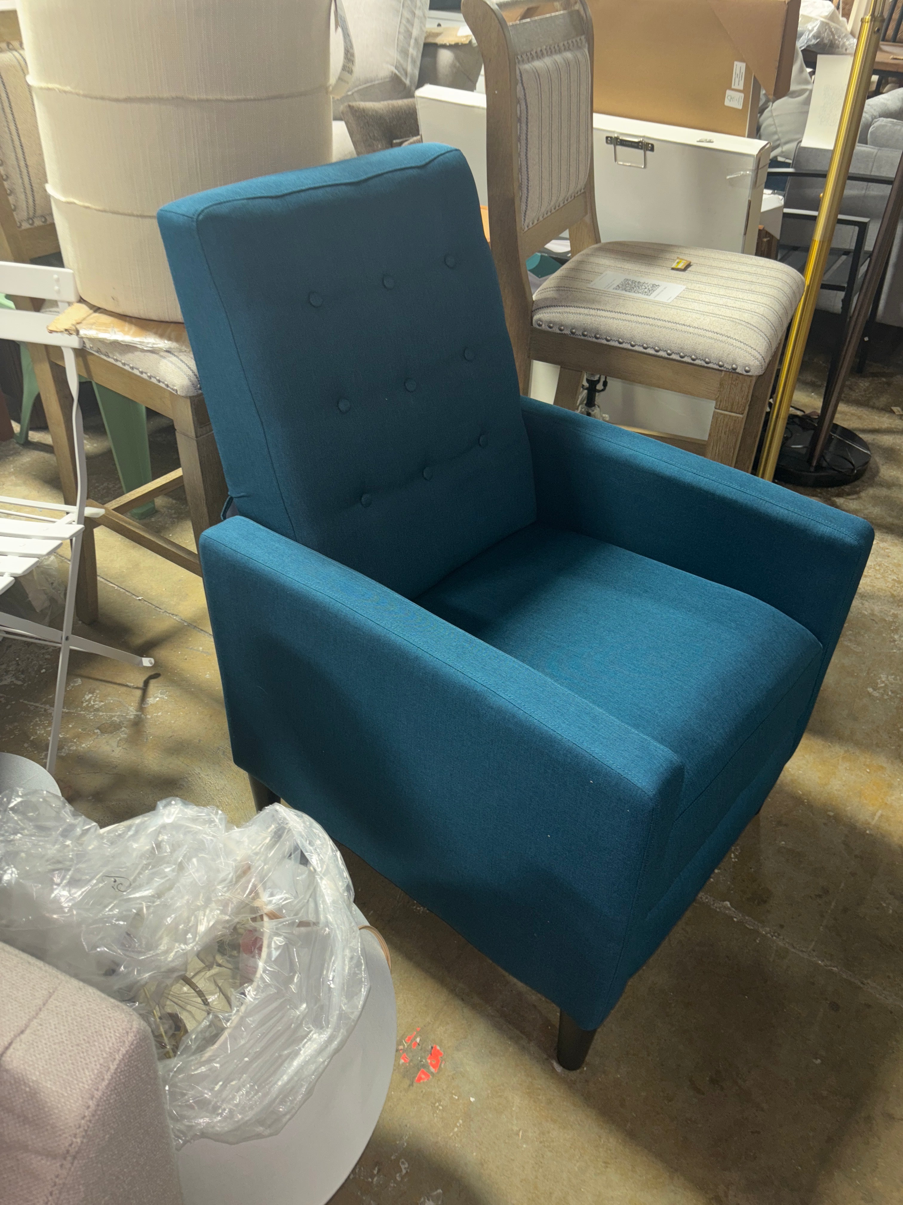 Mervynn Mid-Century Recliner - Muted Blue SHOWROOM ITEM