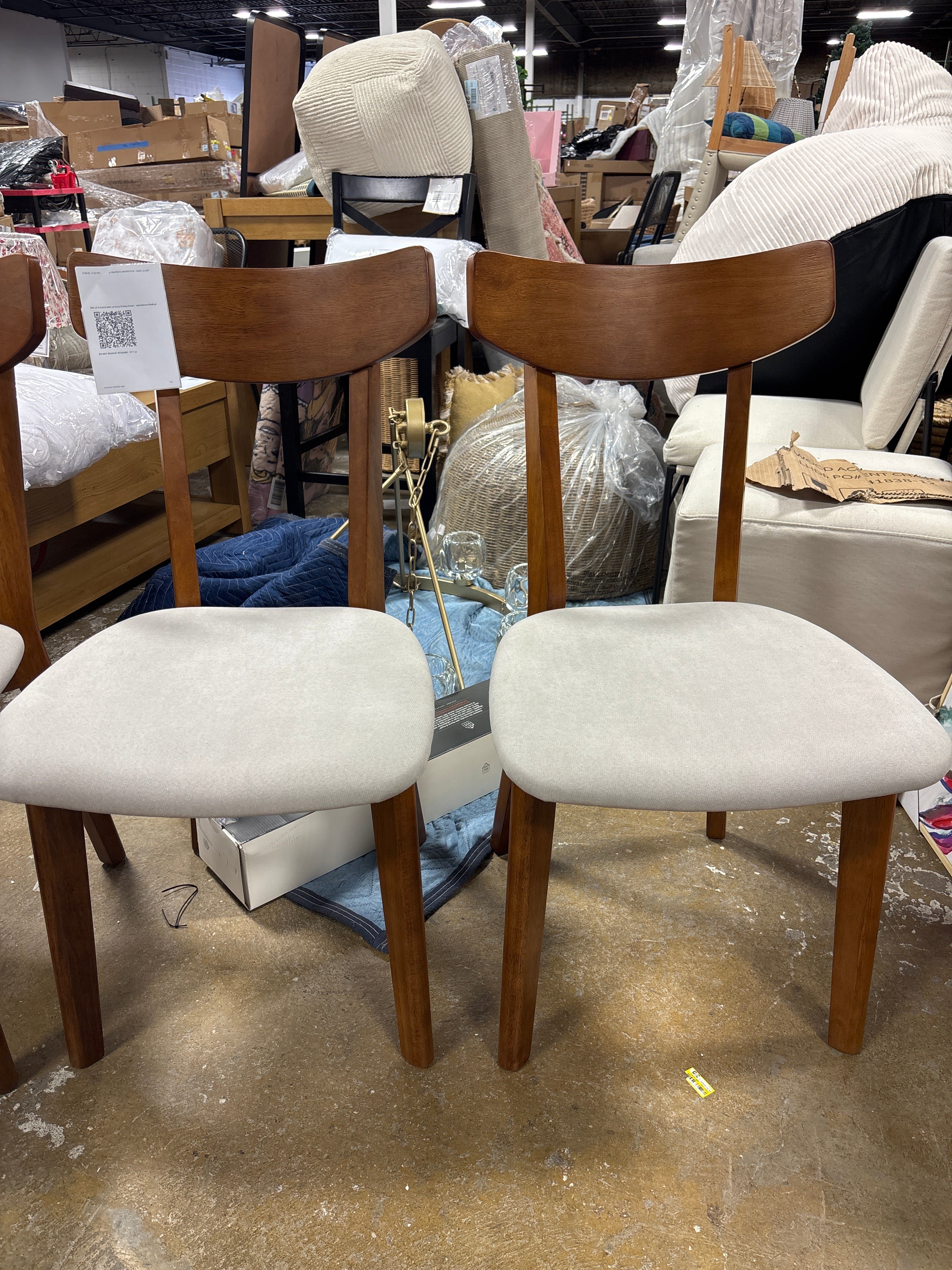 (Set of 4) Astrid Mid-Century Dining Chairs - Upholstered Walnut SHOWROOM ITEM
