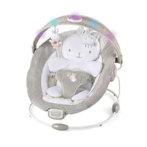 InLighten Baby Bouncer Infant Seat with Light Up -Toy Bar, Vibrations & Sounds, (Twinkle Tails Bunny)