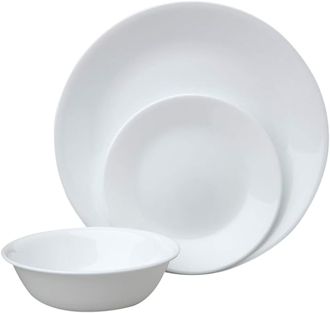 Livingware 18-Piece Dinnerware Set, Winter Frost White, Service for 6