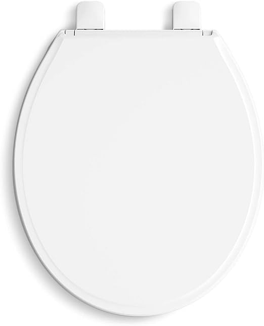 Figure ReadyLatch Round-Front Toilet Seat, Quiet-Close Lid and Seat, Countoured Seat, Grip-Tight Bumpers and Installation Hardware, White
