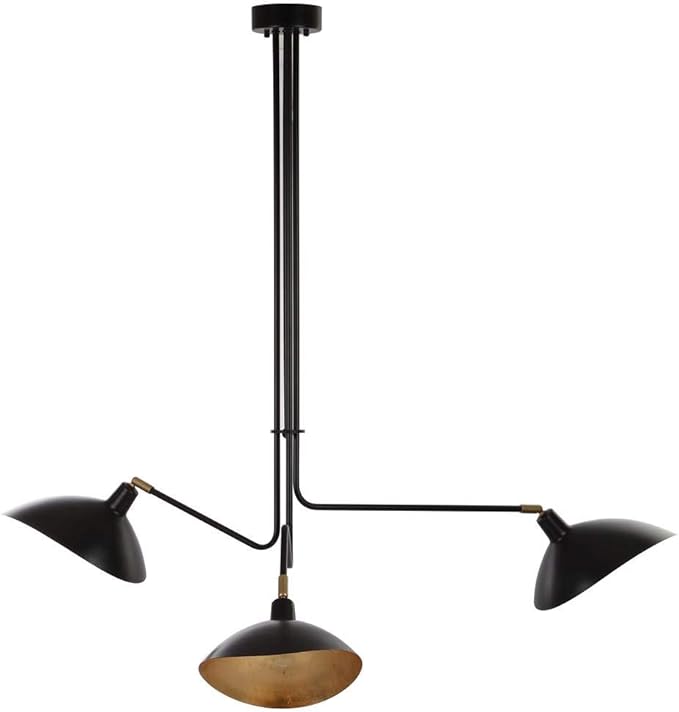 Mid-Century Modern Retro Scandinavian Black Metal/ Gold Leaf 3-light Adjustable Hanging Pendant Light