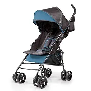 3D Mini Convenience Stroller – Lightweight Stroller with Compact Fold, Multi-Position Recline, Canopy with Pop Out Sun Visor – Umbrella Stroller, Blue/Black