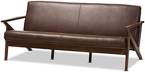 Bianca Faux Leather Sofa in Walnut/Black