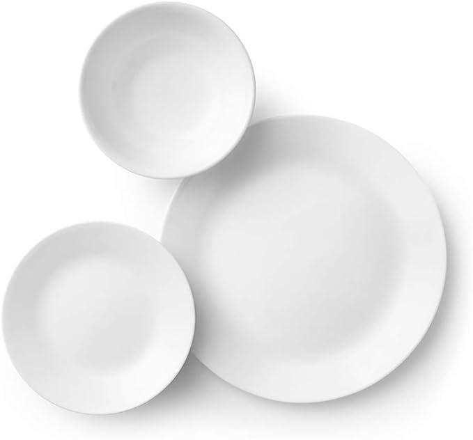 Livingware 18-Piece Dinnerware Set, Winter Frost White, Service for 6