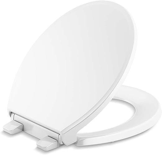 Figure ReadyLatch Round-Front Toilet Seat, Quiet-Close Lid and Seat, Countoured Seat, Grip-Tight Bumpers and Installation Hardware, White