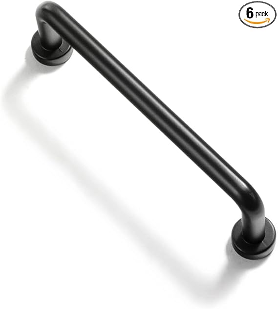 6-Pack Matte Black Modern Cabinet Pulls Solid