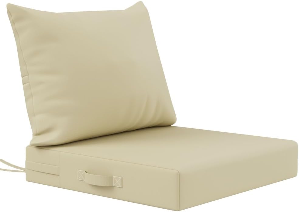 Deep seat Patio Cushion Set Waterproof Fade-Resistant Patio Furniture Cushions & with Removable Cover Deep Seat & Back Cushion with Handle and Fixed Belt Outdoor Chair Cushion