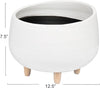 White Planter with Wood Feet