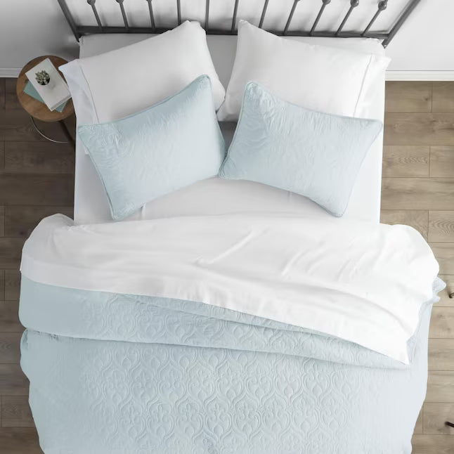 3 -Piece Pale Blue King/California king Quilt Set