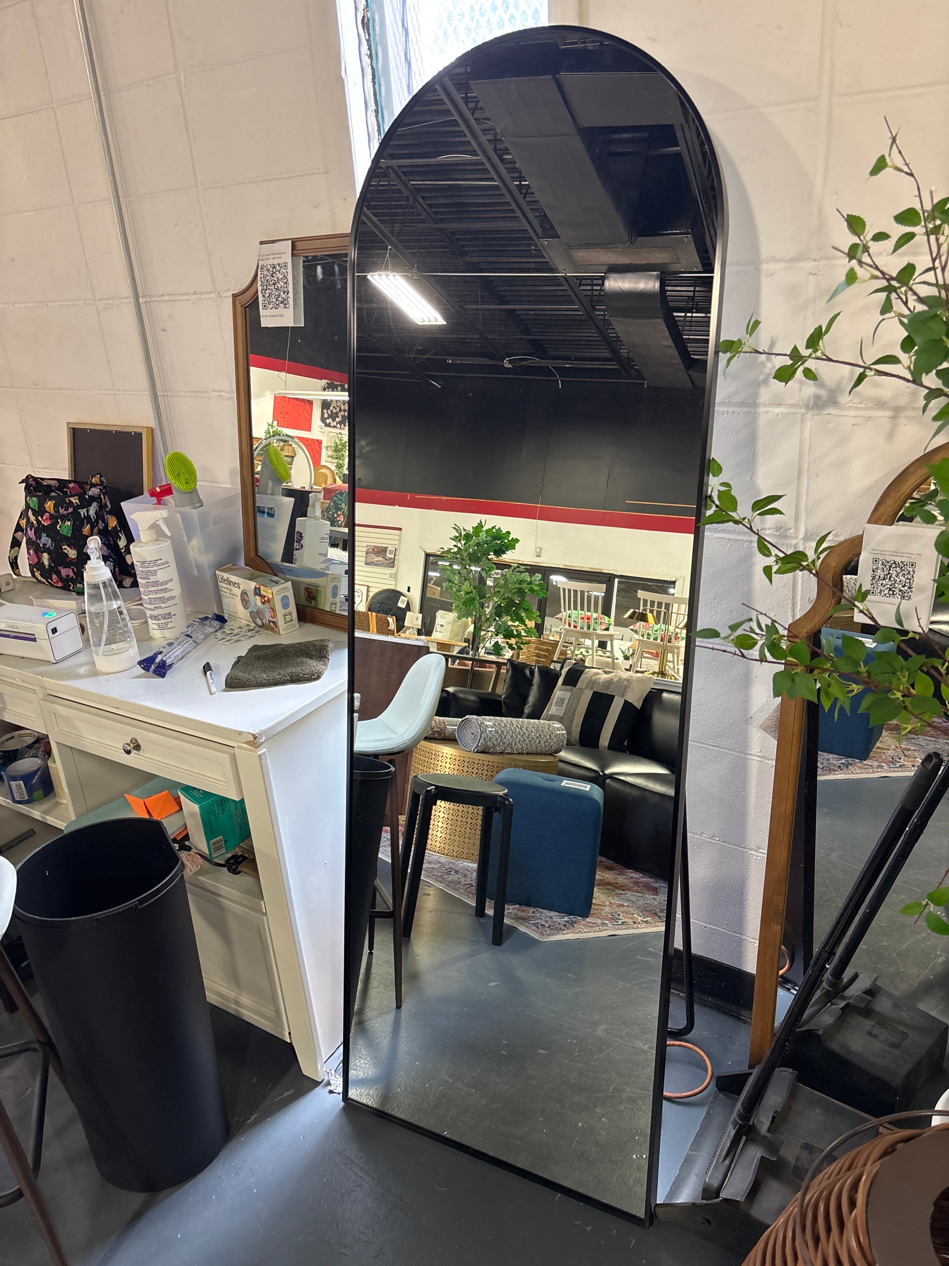 23.5" x 71" Muselady Arched Black Floor Mirror SHOWROOM ITEM