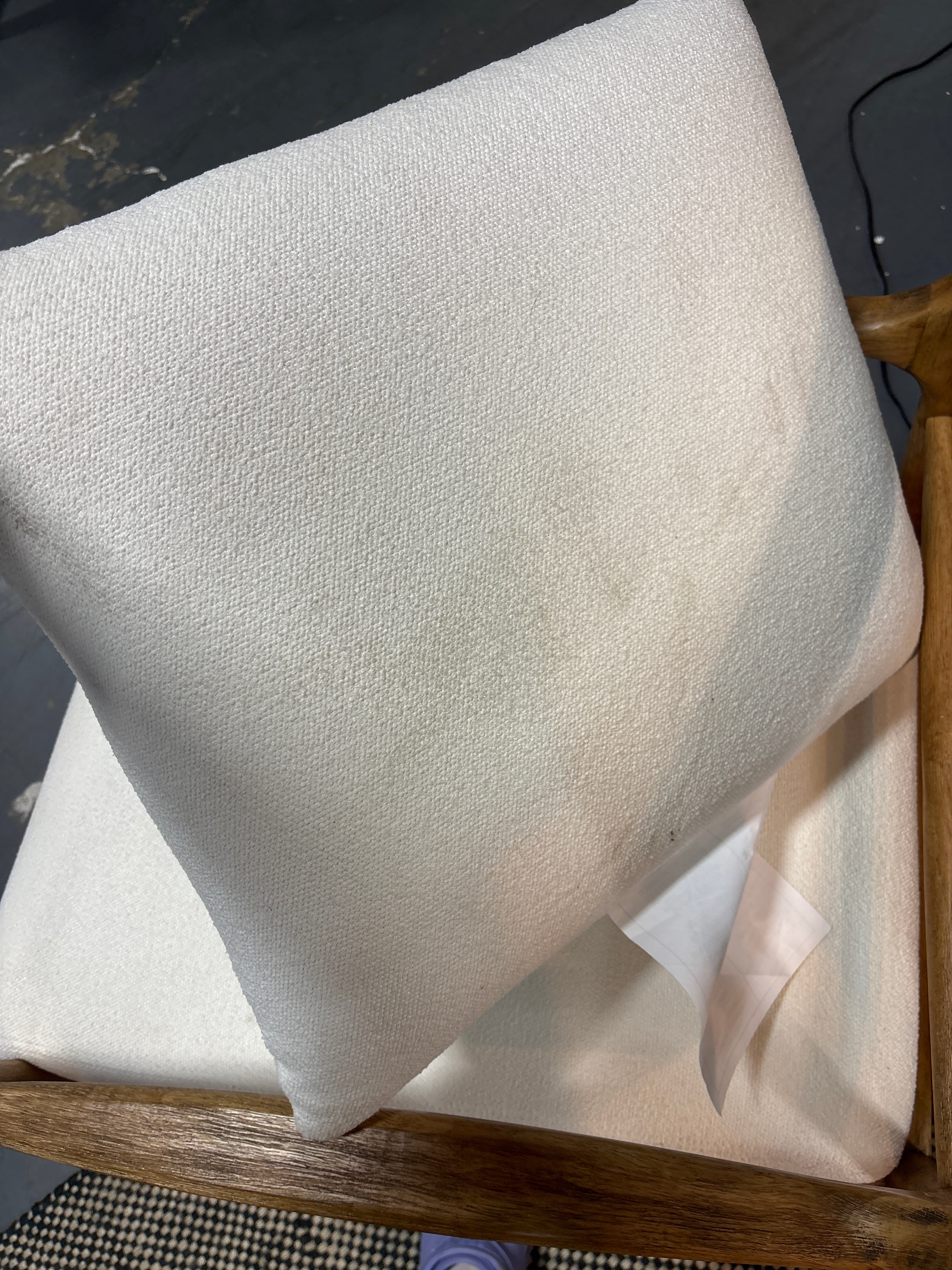 Boucle Upholstered Accent Arm Chair with Brass Details SHOWROOM ITEM