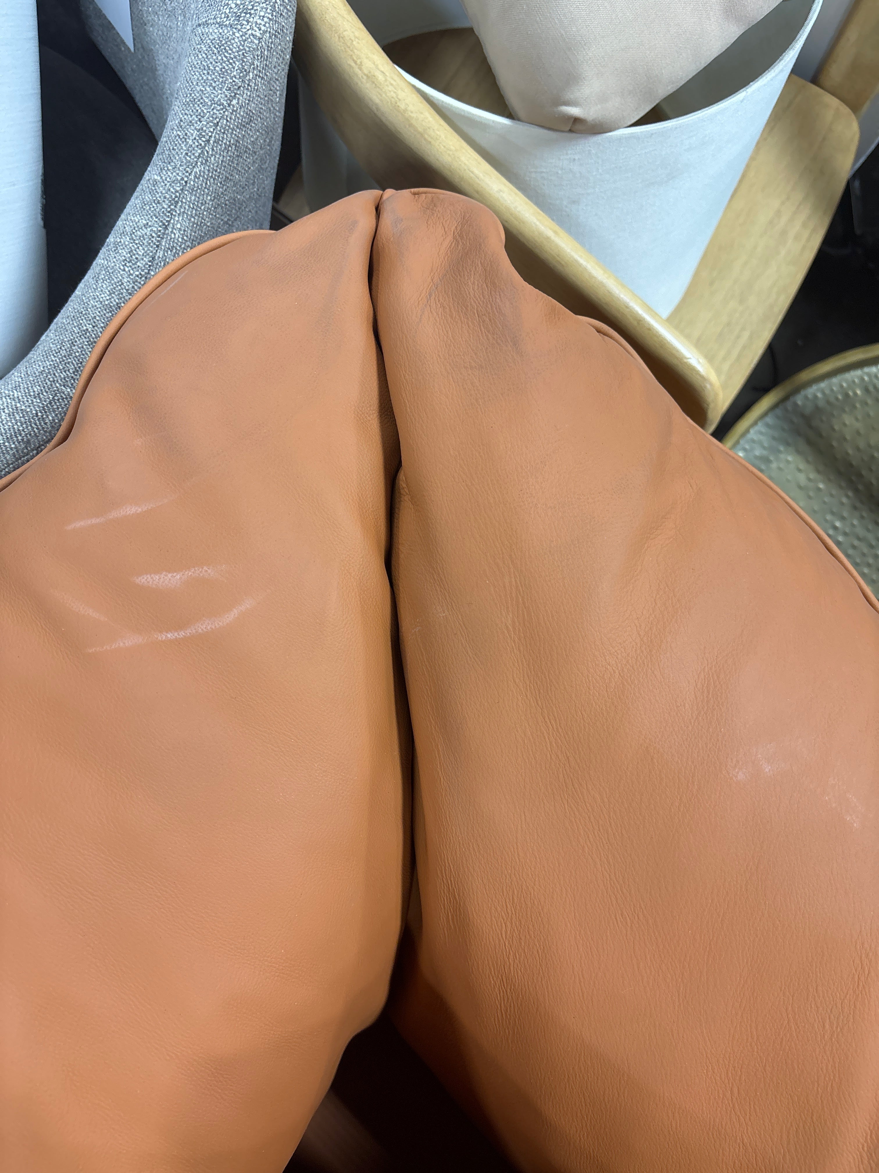 101" Orange Genuine Leather Standard Sofa SHOWROOM ITEM