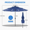 3-Tier Patio Umbrella with Tilt Adjustment Outdoor Market Umbrella Navy Blue