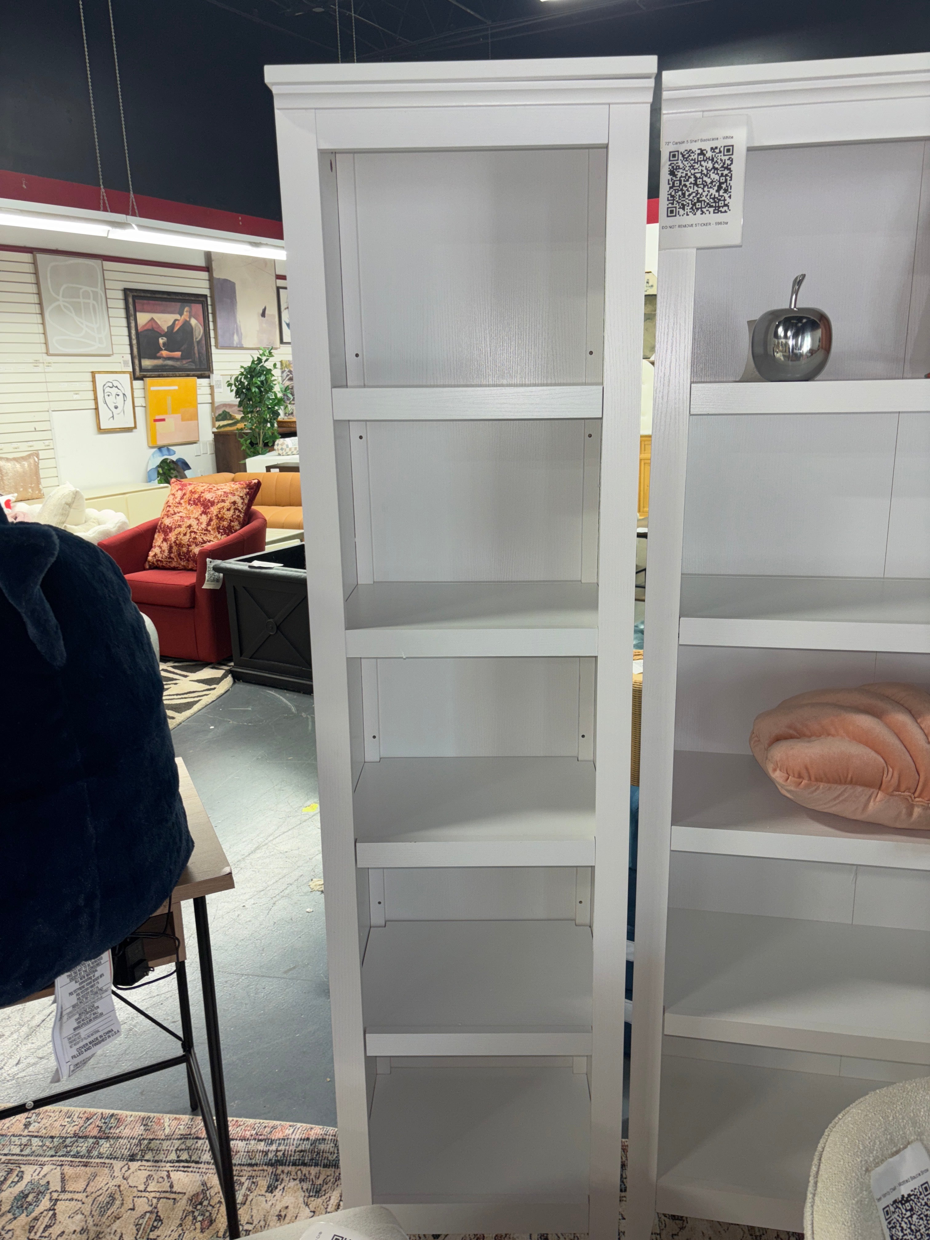 72" Carson Narrow Bookcase - White SHOWROOM ITEM