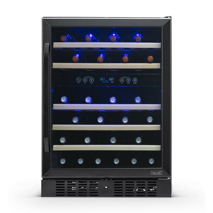 Black 46 Bottle Dual Zone Freestanding/Built-In Wine Refrigerator