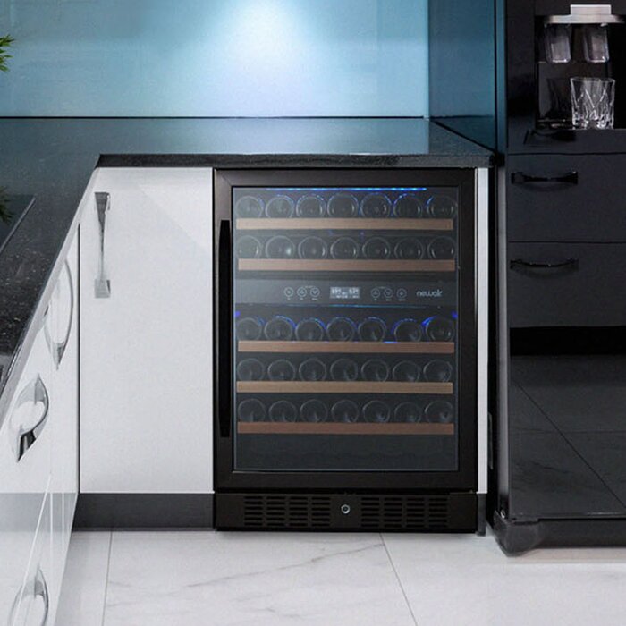 Black 46 Bottle Dual Zone Freestanding/Built-In Wine Refrigerator