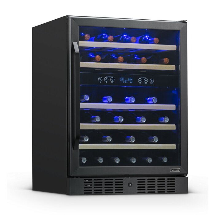 Black 46 Bottle Dual Zone Freestanding/Built-In Wine Refrigerator